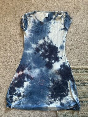 American Apparel Blue & White Tie-Dye Mini Dress